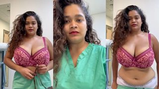 Horny Indian Tanker Nurse Strip Teasing Big Boobs Show